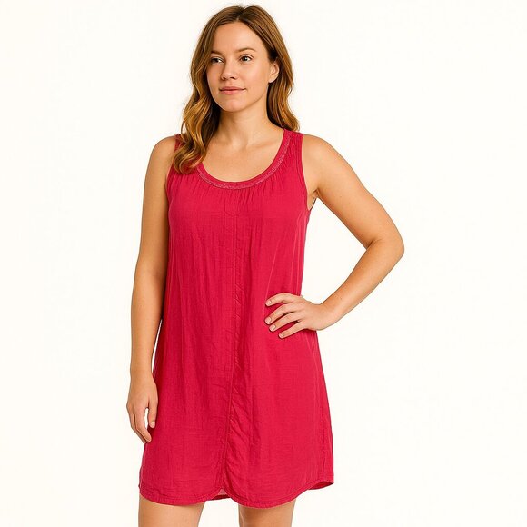 Angela Mara Pink Silk Dress Small Sleeveless Sequin Party Statement Vibrant Fit - Picture 1 of 12